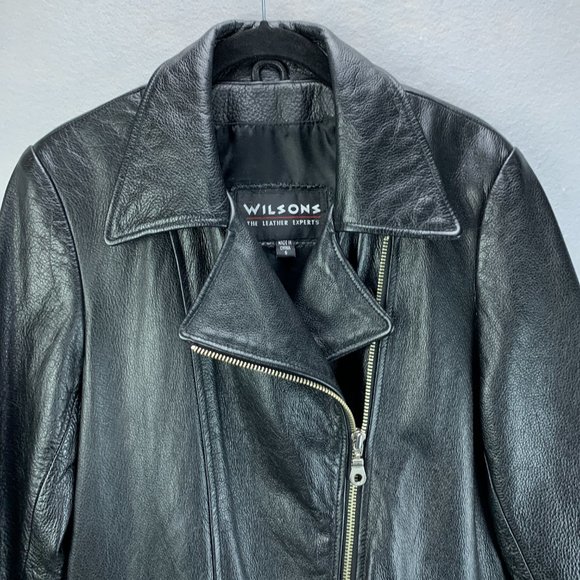 **SOLD**Vintage Wilsons Leather Jacket Womens Small Black Asymmetrical - Picture 2 of 16